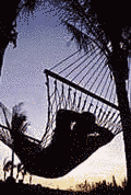 man in hammock at sunset