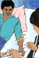 drawing of a person getting an infusion