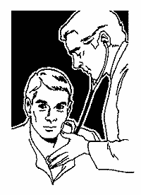 drawing of doctor examining a man